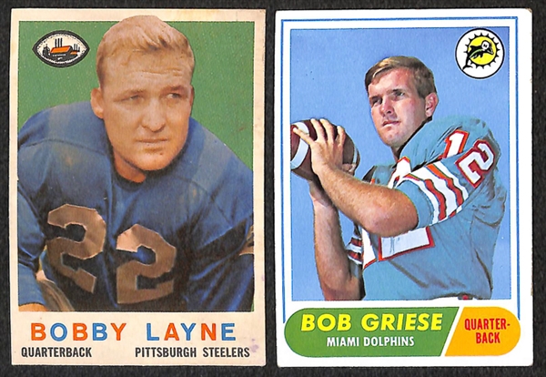Lot of 74 Topps Football Star Cards from 1958-1974 w. 1968 Bob Griese Rookie Card