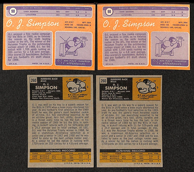 Lot of 26 OJ Simpson Cards w. 6 - 1970 Rookie Cards