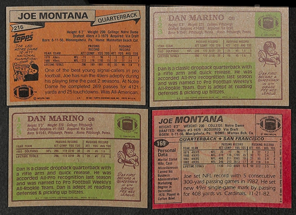 Lot of 40 Joe Montana & Dan Marino Topps Cards Including Rookie Cards