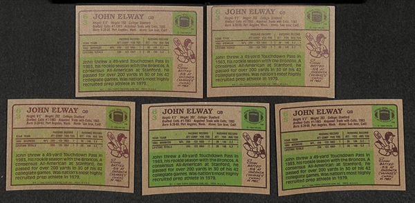 Lot of 5 1984 John Elway Rookie Cards