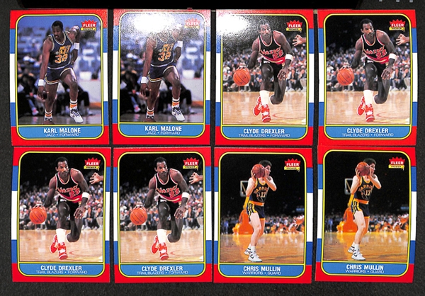 Lot of 30 1986 Fleer Basketball Cards w. 2 - Karl Malone Rookie Cards