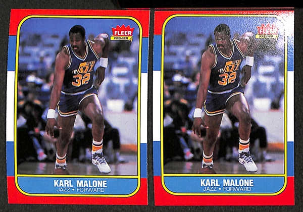 Lot of 30 1986 Fleer Basketball Cards w. 2 - Karl Malone Rookie Cards