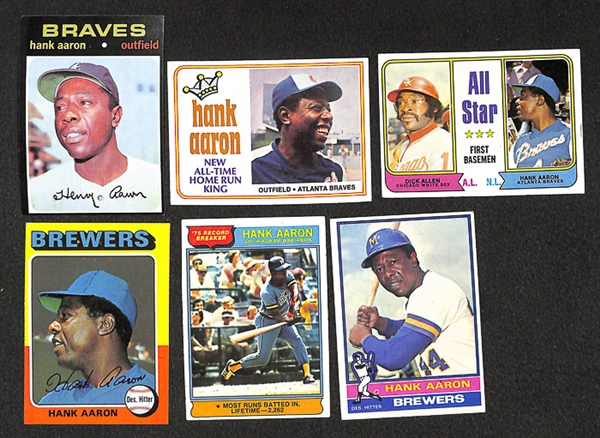 Lot of 31 Topps Hank Aaron Cards From 1971 to 1976