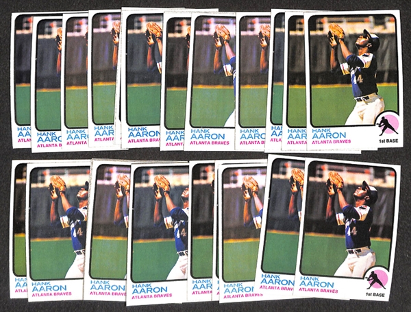 Lot of 31 Hank Aaron Mostly High-Grade 1973 Topps Cards(#100)
