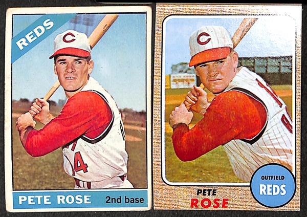 Lot of 27 Pete Rose Topps Cards From 1966 to 1976