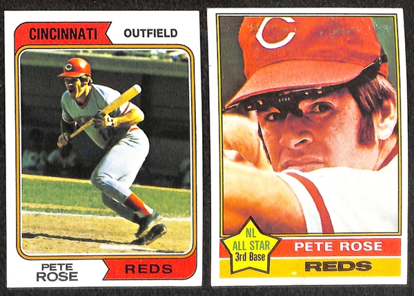 Lot of 27 Pete Rose Topps Cards From 1966 to 1976