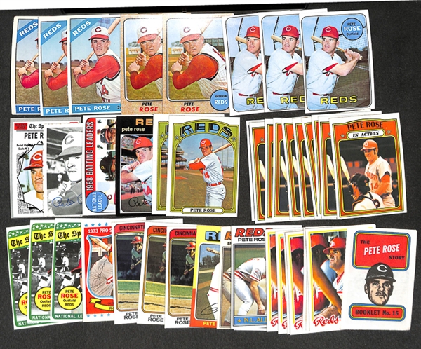 Lot of 45 Pete Rose Cards from 1966 to 1978