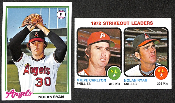 Lot of 47 Nolan Ryan Topps Cards - From 1973 to 1979