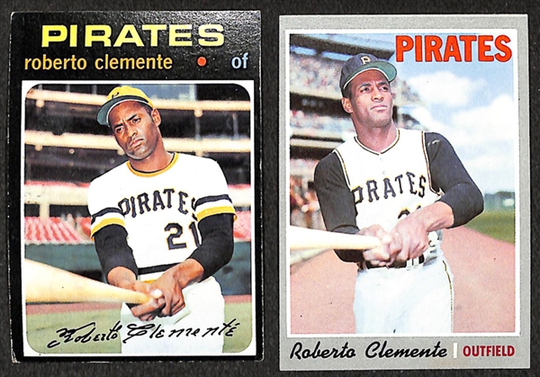 Lot of 12 Roberto Clemente Topps Cards from 1970 to 1973