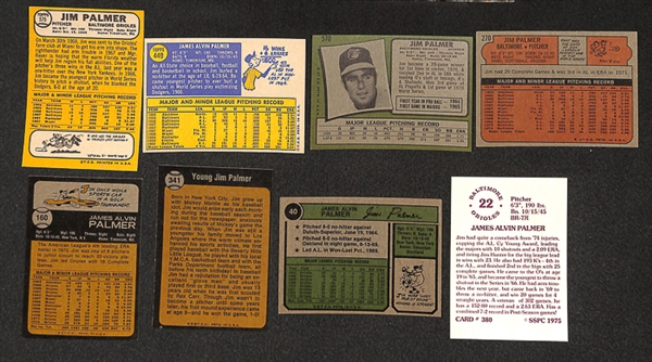 Lot of 113 Jim Palmer Topps Baseball Cards from 1968-1979