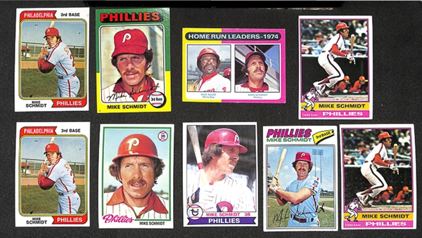 Lot of 63 Mike Schmidt Topps Baseball Cards from 1974-1979