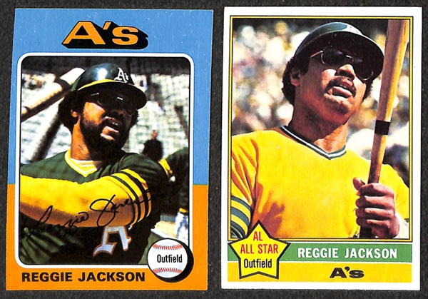 Lot of 50 Reggie Jackson Topps Baseball Cards from 1972-1978