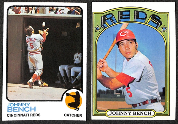 Lot of 88 Johnny Bench Topps Baseball Cards from 1970-1977