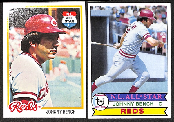 Lot of 70 Johnny Bench Topps Baseball Cards from 1972-1979