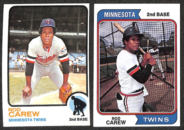 Lot of 77 Rod Carew Topps Baseball Cards from 1970-1978