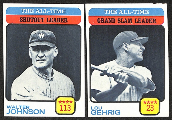 Lot of 77 1973 All Time Leader Cards w Babe Ruth