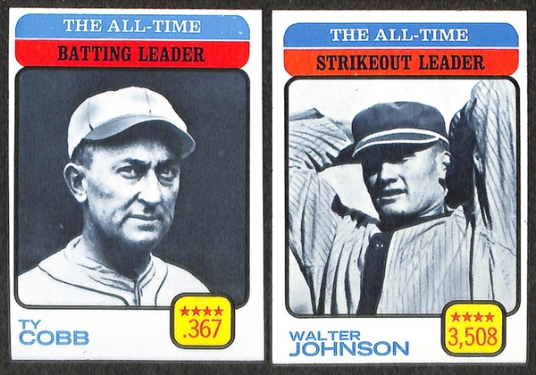 Lot of 77 1973 All Time Leader Cards w Babe Ruth