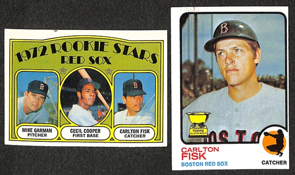 Lot of 21 Carlton Fisk 1972 Topps Rookie Cards & 14 1973 Second Year Baseball Cards