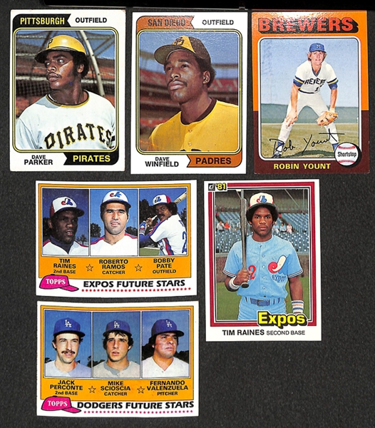 Lot of 42 Baseball Rookie Cards from 1974-1982 w. 12 - 1974 Topps Dave Winfield Rookie Cards