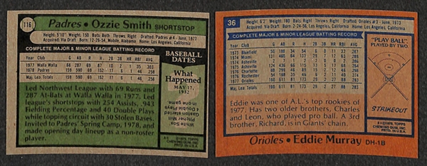 Lot of 7 - 1978 Topps Eddie Murray Rookie Cards & 13 - Ozzie Smith Rookie Cards