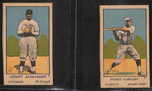 Lot of 2 1920 W516-1 Hall of Famer Cards - Grover Alexander & Roger Hornsby