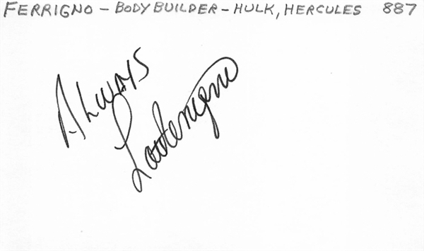 Lou Ferrigno Autograph Lot of (2) Signed Index Cards (Beckett COAs) - Incredible Hulk