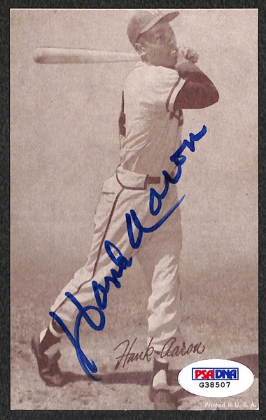 Hank Aaron Autographed 3x5 Reproduction Exhibit Card (PSA/DNA sticker)