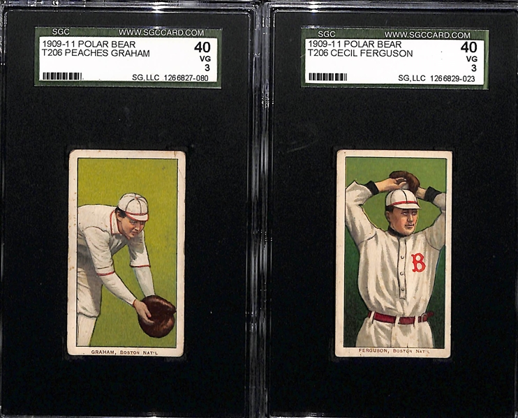 Lot of (2) SGC VG Graded 1909-11 T206 Boston (NL) Polar Bear Cards - (Ferguson SGC 3, Graham SGC 3)