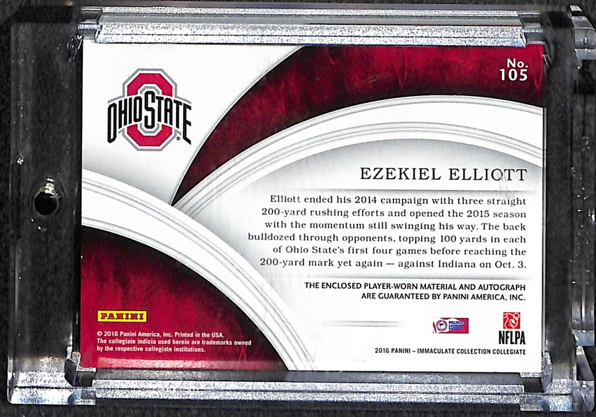 Ezekiel Elliot 2016 Immaculate Collection Premium Patch Autograph Rookie Card #ed 83/99 (Ohio State & Dallas Cowboys)