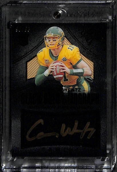 Lot of (2) Carson Wentz Autographed Rookie Cards (Panini Infinity #ed  71/288, and Black Gold #ed 95/99)