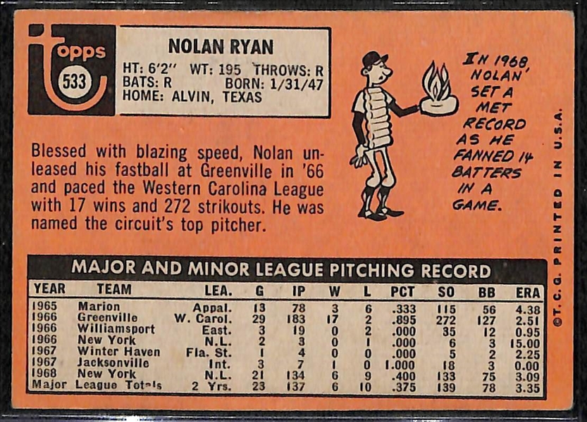 1969 Topps Nolan Ryan 2nd Year Card (#533)