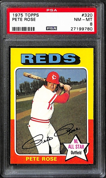 Pete Rose PSA 8 Lot of (4) - Includes 1973 Topps (#130) and 1975 Topps (#320)