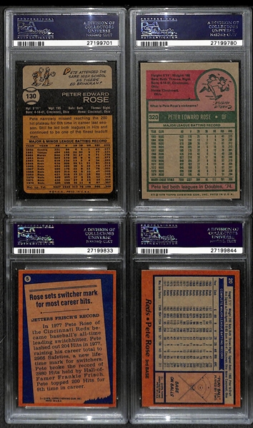 Pete Rose PSA 8 Lot of (4) - Includes 1973 Topps (#130) and 1975 Topps (#320)