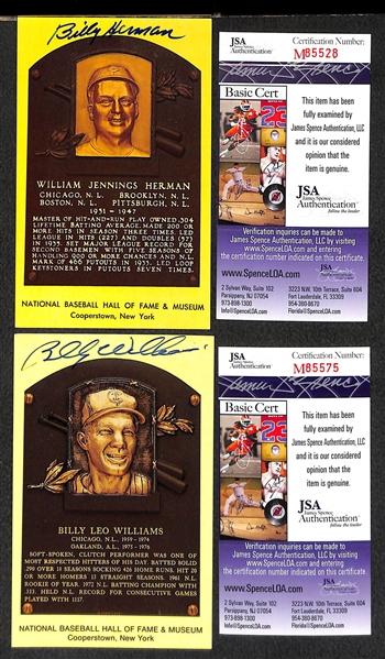 Billy Herman and Billy Williams Signed Baseball Hall of Fame Plaque Post Cards (w/ JSA COAs) - Lot of (2)