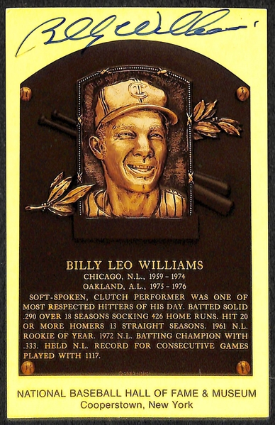 Billy Herman and Billy Williams Signed Baseball Hall of Fame Plaque Post Cards (w/ JSA COAs) - Lot of (2)