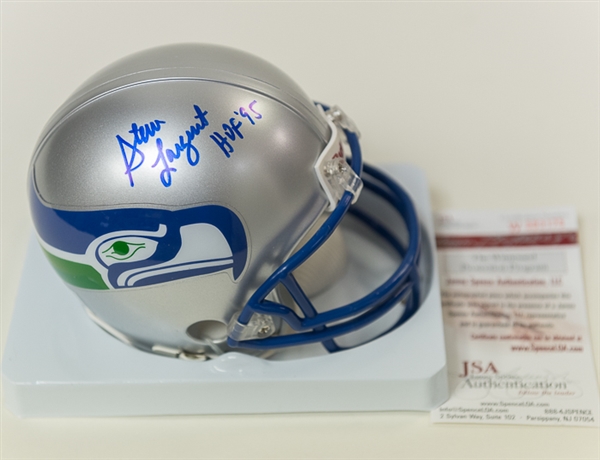 Steve Largent (HOFer) Signed Seattle Seahawks Mini Helmet (JSA)