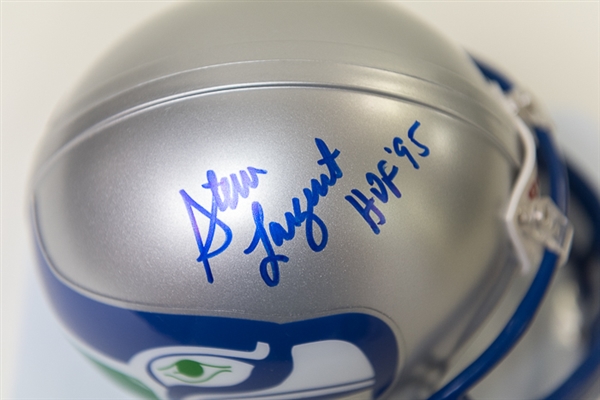 Steve Largent (HOFer) Signed Seattle Seahawks Mini Helmet (JSA)