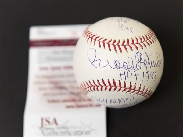 Brooks Robinson (HOFer) Signed Baseball w/ RARE 5 Inscriptions (JSA)