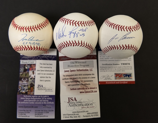 Lot of (3) Signed Baseballs - Tom Glavine, Wade Boggs, and Jose Canseco