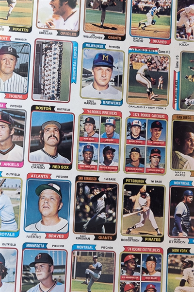 1974 Topps Baseball Uncut Sheet w. Winfield Rookie Card