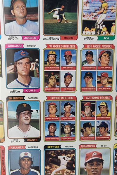 1974 Topps Baseball Uncut Sheet w. Winfield Rookie Card