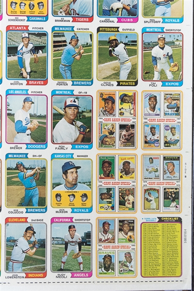 1974 Topps Baseball Uncut Sheet w. Nolan Ryan 