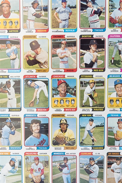 1974 Topps Baseball Uncut Sheet w. Nolan Ryan 