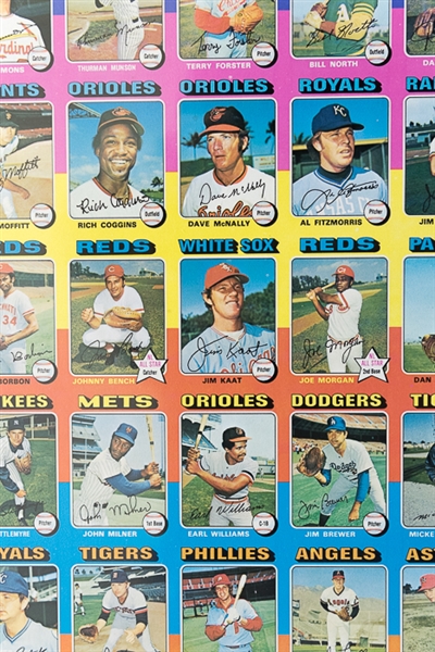 1975 Topps Baseball Uncut Sheet w. George Brett & Robin Yount Rookie Cards