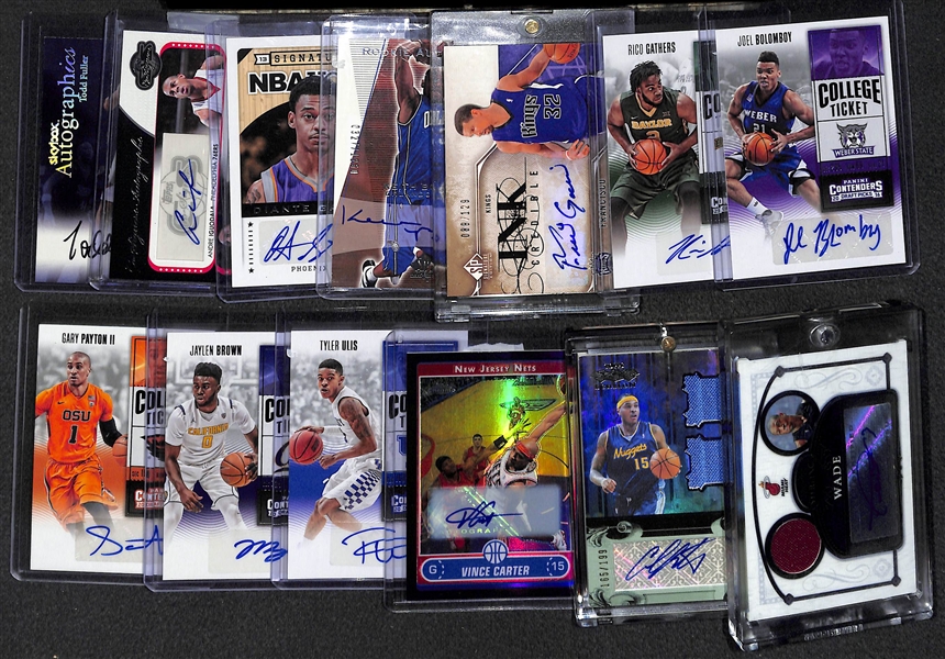 Lot of (13) Certified Autograph Basketball Cards inc. Vince Carter, Carmelo Anthony, Dwyane Wade, Jaylen Brown