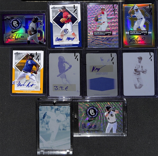 Lot of (8) Baseball Autograph Cards Numbered 1/1 and (2) Baseball Card 1/1 Printing Plates
