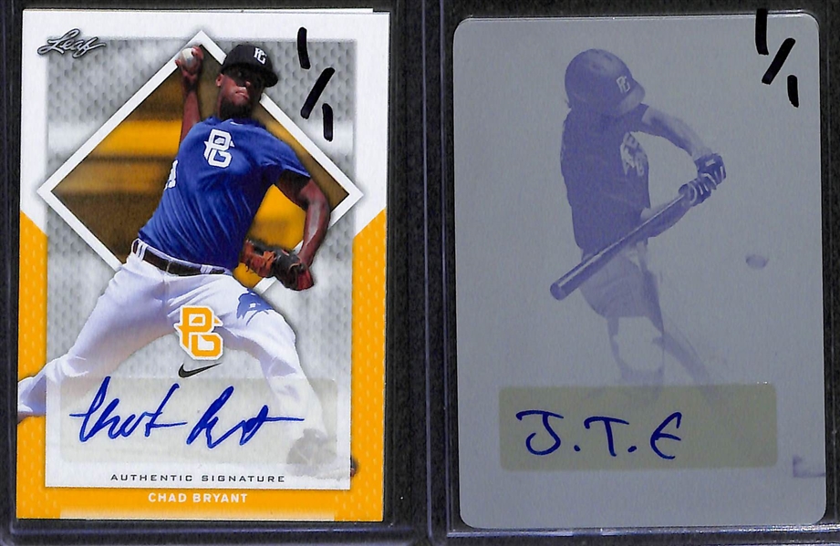 Lot of (8) Baseball Autograph Cards Numbered 1/1 and (2) Baseball Card 1/1 Printing Plates