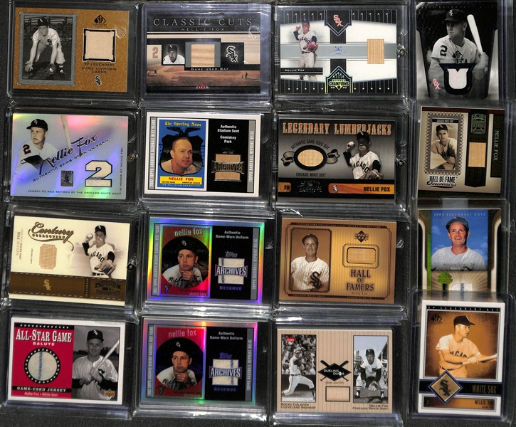 Lot of (16) Nellie Fox Baseball Baseball Bat & Jersey Relic Cards
