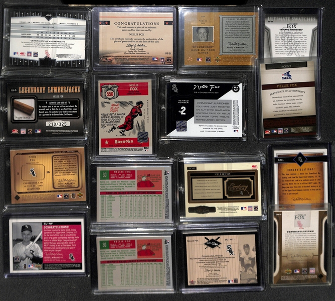 Lot of (16) Nellie Fox Baseball Baseball Bat & Jersey Relic Cards