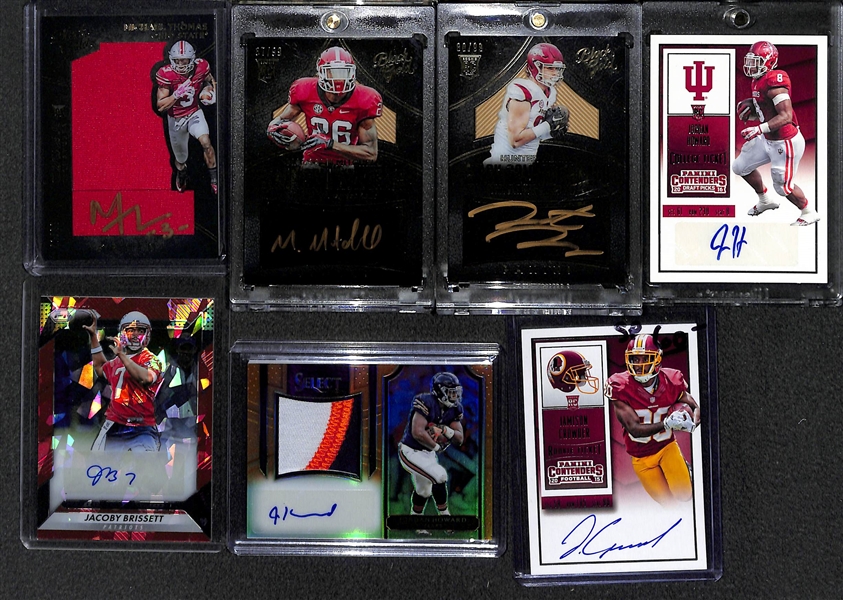 Lot of (59) Certified Football Autograph Cards (mostly rookies) w/ Melvin Gordan SP, Crowder, Braxton Miller, Michael Thomas, Makcolm Mitchell, Hunter Henrey, (2) Jordan Howard (Contenders and...